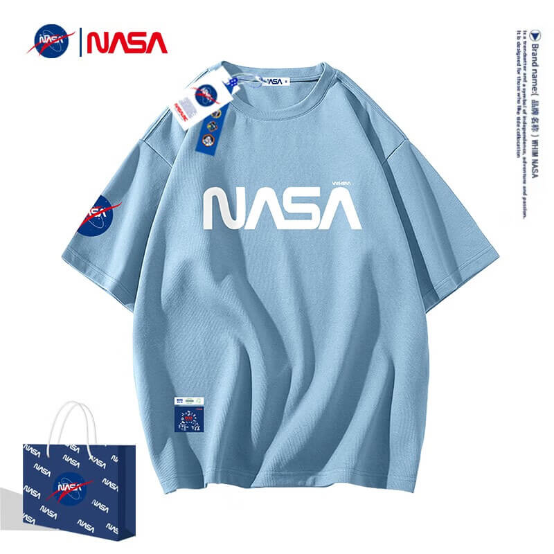 WHIM NASA男装潮牌男短袖t恤男夏季新款重磅潮流宽松半袖上衣服休闲情侣装 白色-10901 XL