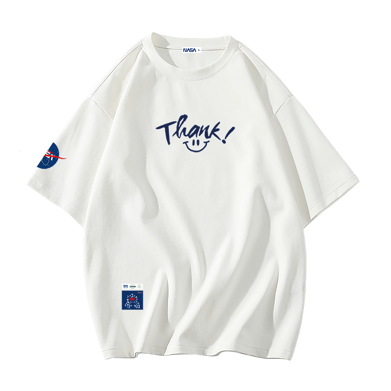 NASA男装联名夏季男士短袖t恤套装韩版潮流宽松半袖潮牌衣服裤子两件套青少年学生夏天运动休闲夏季套装 浅蓝色单T恤 XL